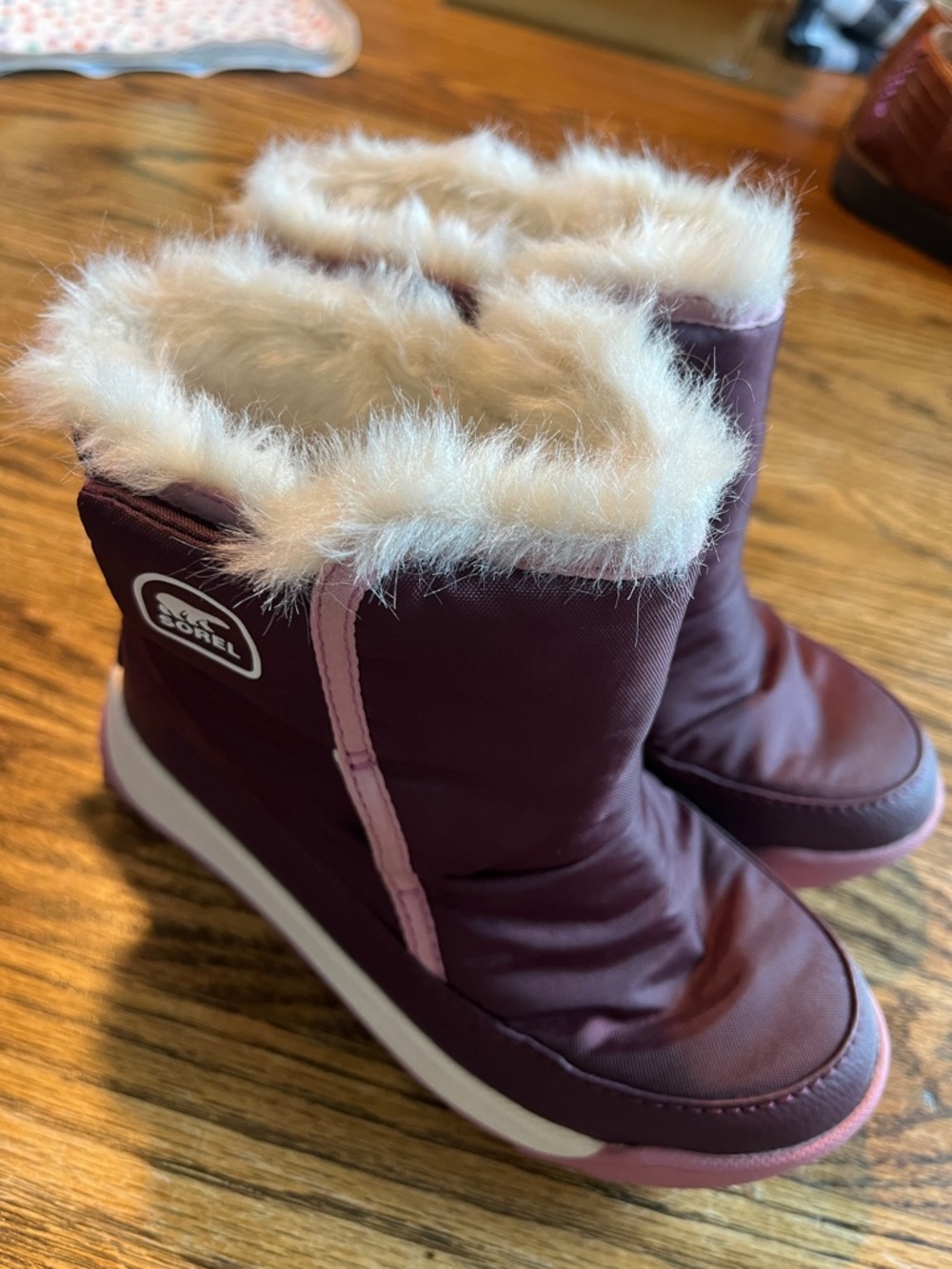 Sorel Kids Burgundy and Pink Waterproof Snow Boots 12T